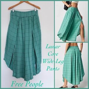 Free People Lunar Cove Wide-Leg Pants in Green Size Large PreLoved